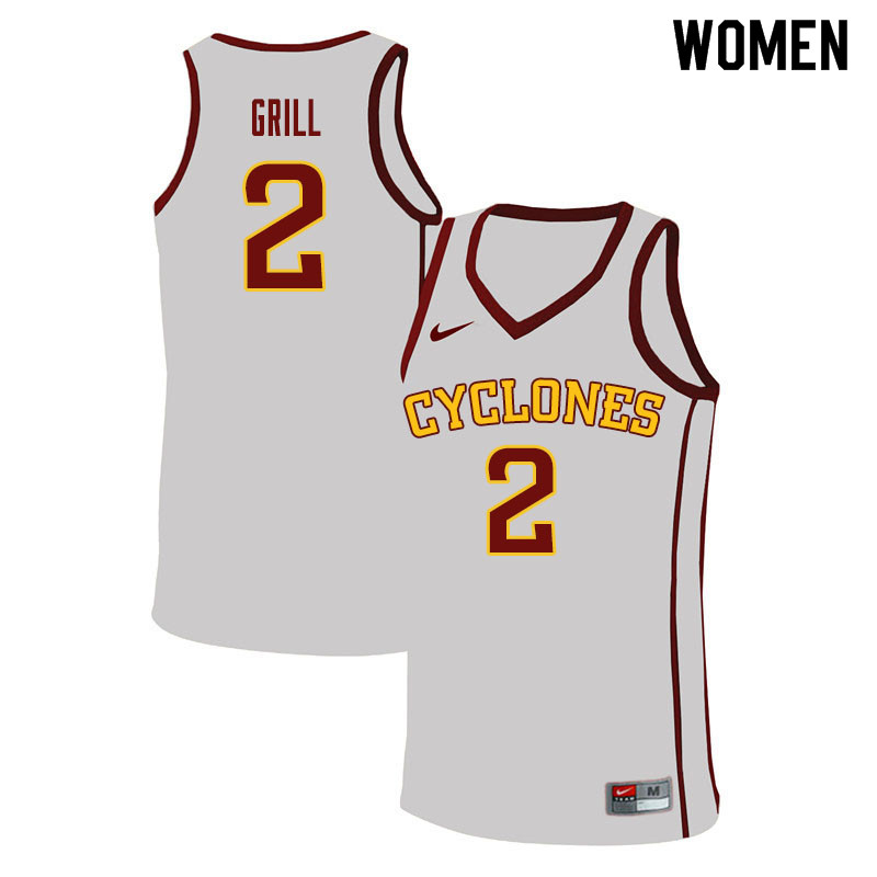 Women #2 Caleb Grill Iowa State Cyclones College Basketball Jerseys Sale-White
